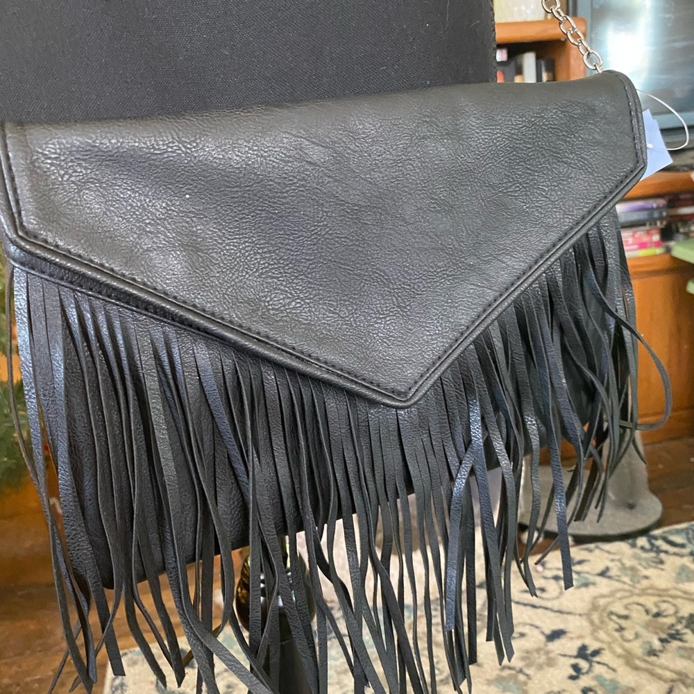 Black fringe crossbody